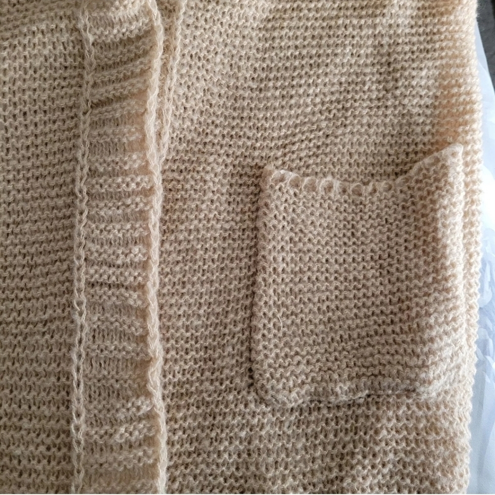 Women's Taupe Long Sleeve Open Cardigan Sweater Longline - Picture 8 of 11